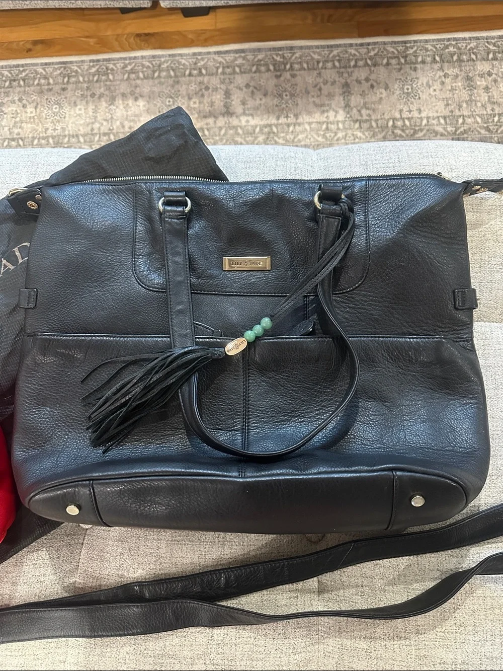 Lily Jade Shaylee Black Leather Baby Bag